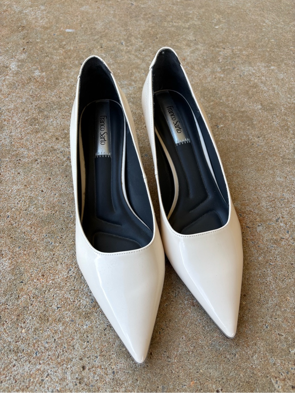 Franco Sarto Cream Patent Pointed-Toe Women’s heels